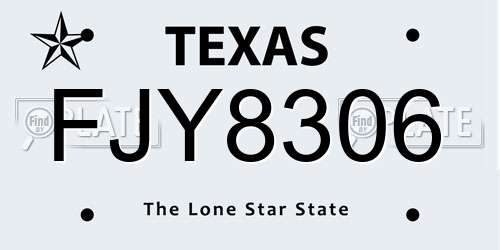 FJY8306 Texas License Plate