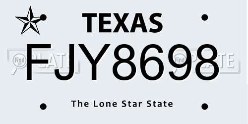 FJY8698 Texas License Plate