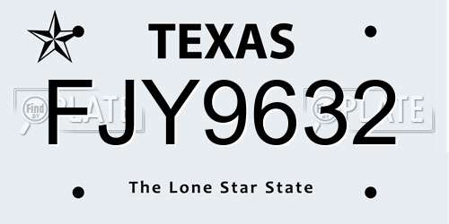 FJY9632 Texas License Plate