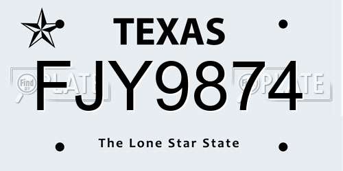 FJY9874 Texas License Plate