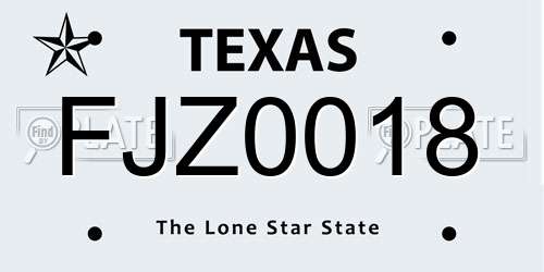 FJZ0018 Texas License Plate