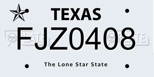 FJZ0408 Texas License Plate