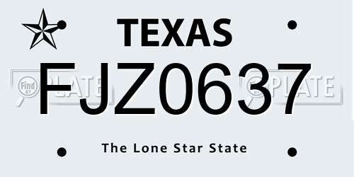 FJZ0637 Texas License Plate