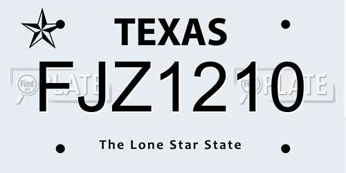 FJZ1210 Texas License Plate