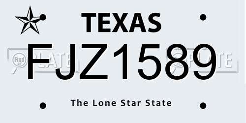 FJZ1589 Texas License Plate