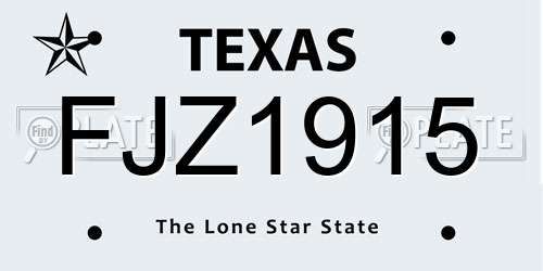 FJZ1915 Texas License Plate