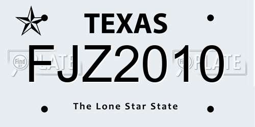 FJZ2010 Texas License Plate