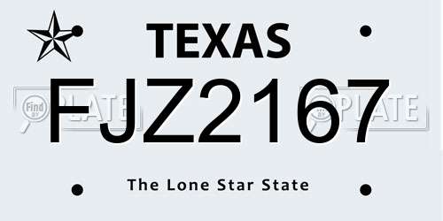 FJZ2167 Texas License Plate