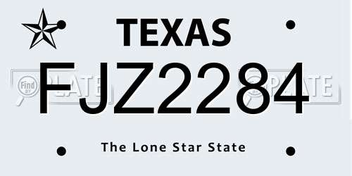 FJZ2284 Texas License Plate