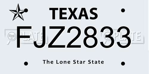 FJZ2833 Texas License Plate
