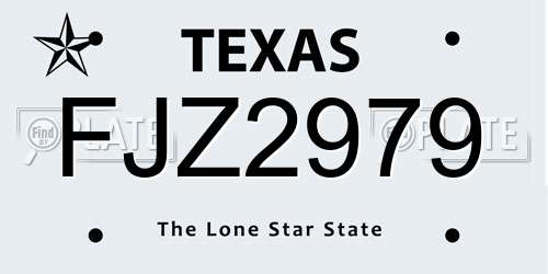 FJZ2979 Texas License Plate