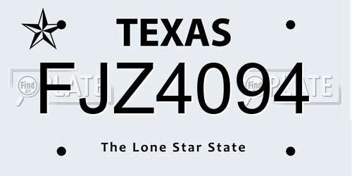 FJZ4094 Texas License Plate