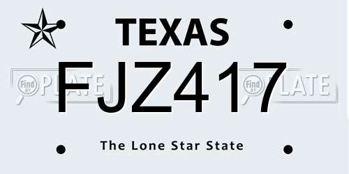FJZ417 Texas License Plate