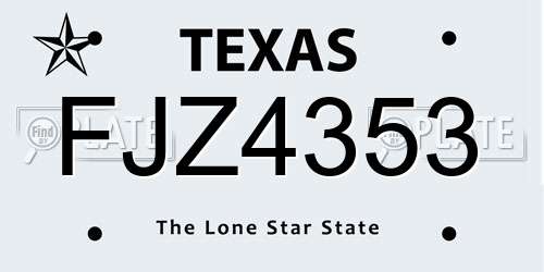 FJZ4353 Texas License Plate