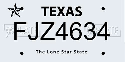 FJZ4634 Texas License Plate