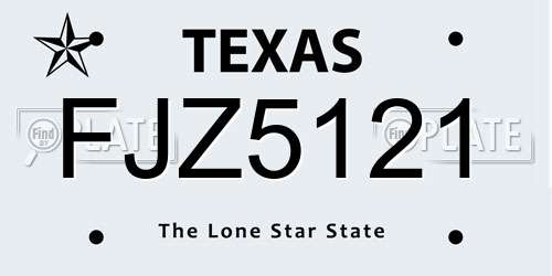 FJZ5121 Texas License Plate