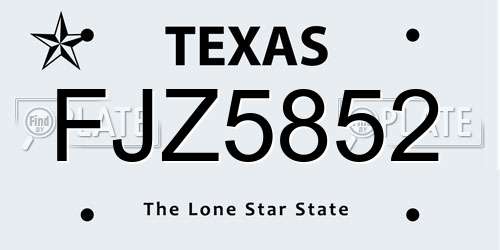 FJZ5852 Texas License Plate