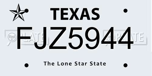 FJZ5944 Texas License Plate