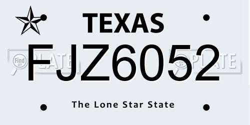 FJZ6052 Texas License Plate