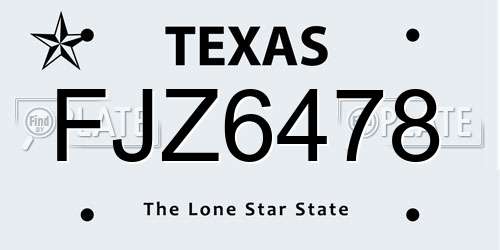 FJZ6478 Texas License Plate