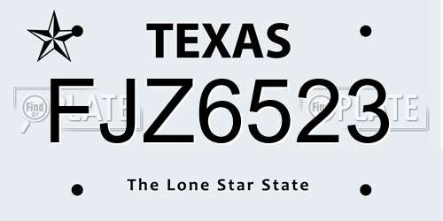 FJZ6523 Texas License Plate