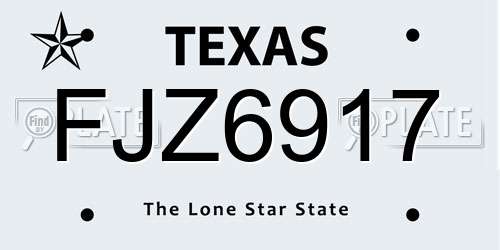 FJZ6917 Texas License Plate