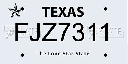 FJZ7311 Texas License Plate