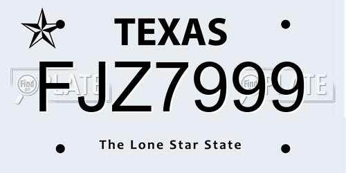 FJZ7999 Texas License Plate