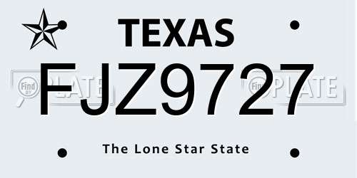 FJZ9727 Texas License Plate