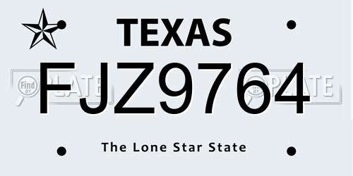 FJZ9764 Texas License Plate