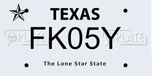 FK05Y Texas License Plate