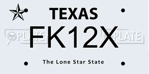 FK12X Texas License Plate