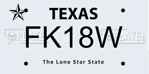 FK18W Texas License Plate