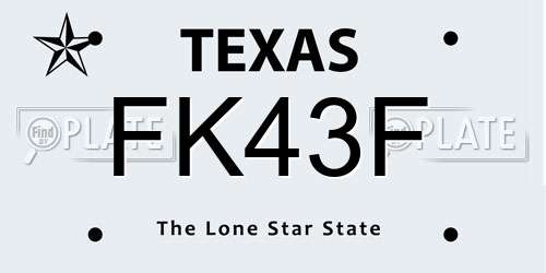 FK43F Texas License Plate