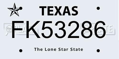 FK53286 Texas License Plate