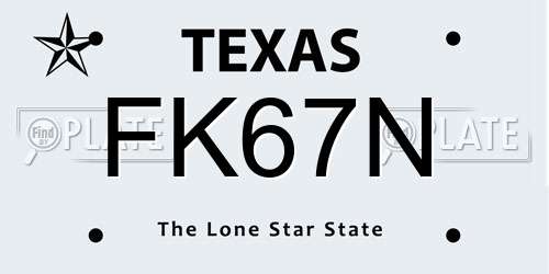 FK67N Texas License Plate