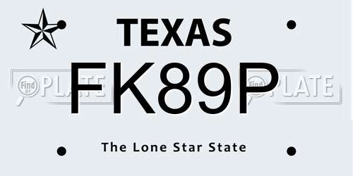 FK89P Texas License Plate