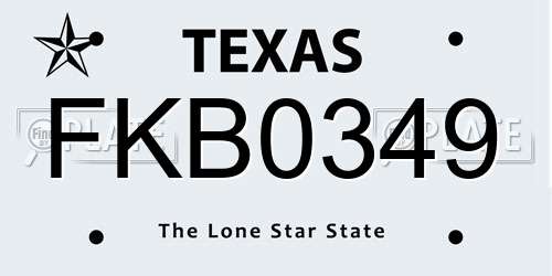 FKB0349 Texas License Plate