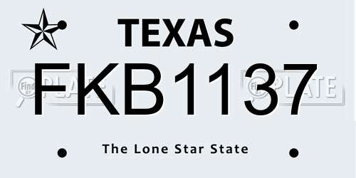 FKB1137 Texas License Plate