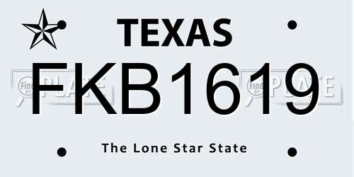 FKB1619 Texas License Plate