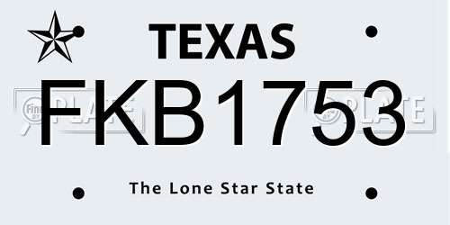 FKB1753 Texas License Plate