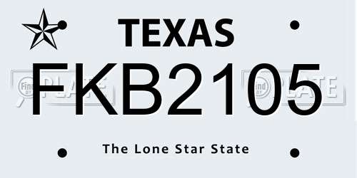 FKB2105 Texas License Plate