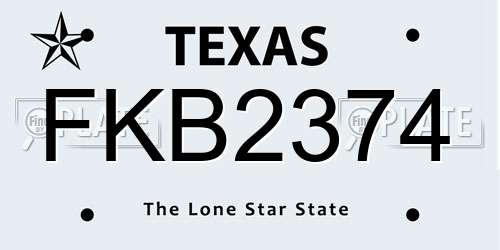 FKB2374 Texas License Plate