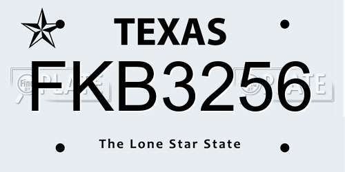 FKB3256 Texas License Plate