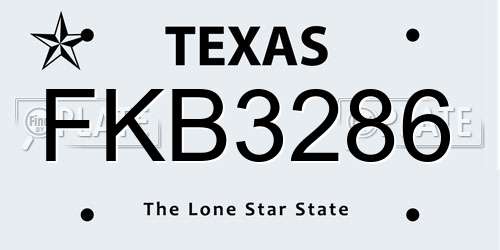 FKB3286 Texas License Plate