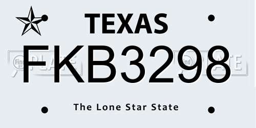 FKB3298 Texas License Plate