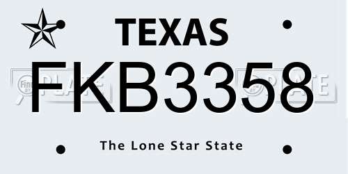 FKB3358 Texas License Plate