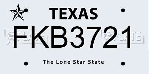 FKB3721 Texas License Plate