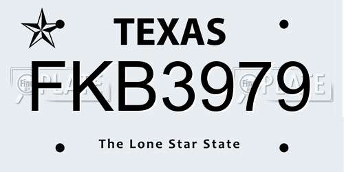 FKB3979 Texas License Plate