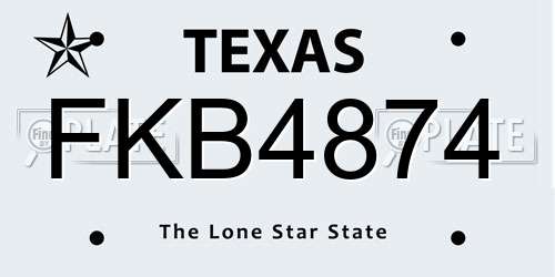 FKB4874 Texas License Plate